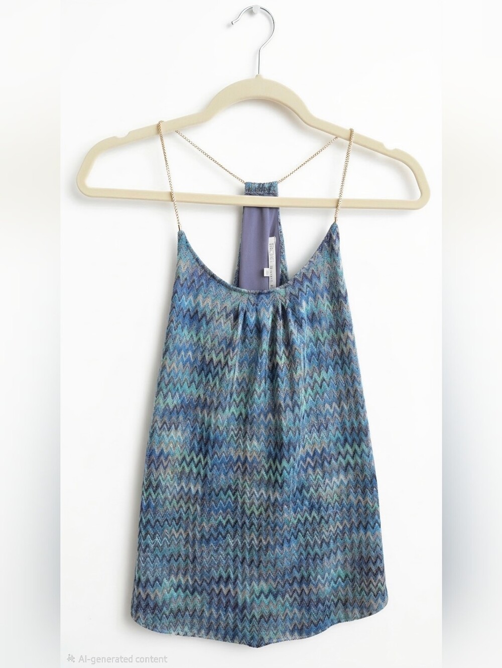 RACHEL Rachel Roy Chevron Metallic Tank Top W/Gold Chain Straps, Small, LNWOT